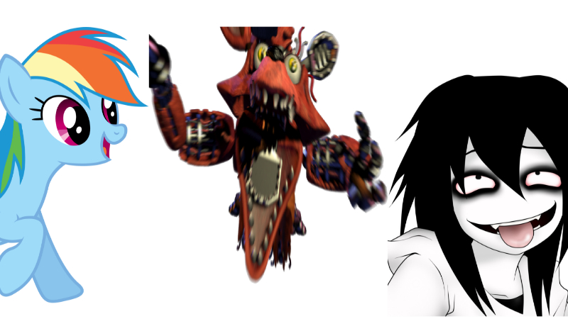 Rainbow dash,Jeff the killer i Foxy.Ktury/a z nich zostanie twoim przyjacielem ?