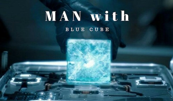 Man with blue cube #1