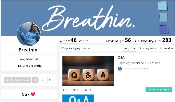 Ocenianie profilu – Breathin.