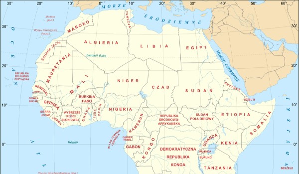 Mapa polityczna z Afryki